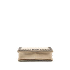 Chanel Old Medium Boy Bag with Chain Calfskin Beige Ruthenium Hardware