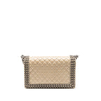 Chanel Old Medium Boy Bag with Chain Calfskin Beige Ruthenium Hardware