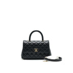 CHANEL 21K SMALL COCO HANDLE 24CM CAVIAR BLACK LGHW