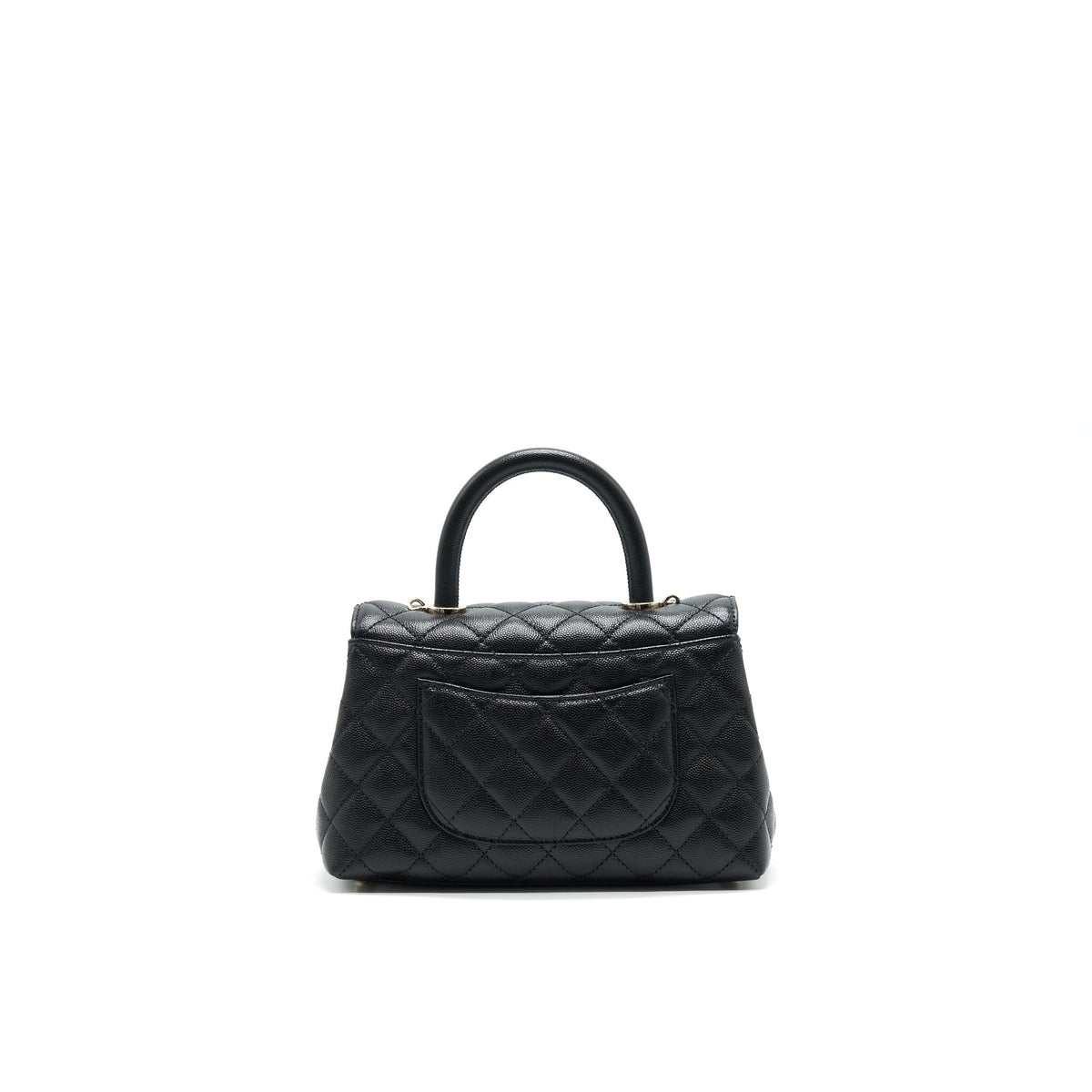 CHANEL 21K SMALL (OLD MINI) 24CM COCOHANDLE BLACK CAVIAR LGHW (MICROCHIP)