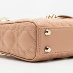 DIOR LADY DIOR MICRO BAG CANNAGE LAMBSKIN ROSE DES VENTS LGHW