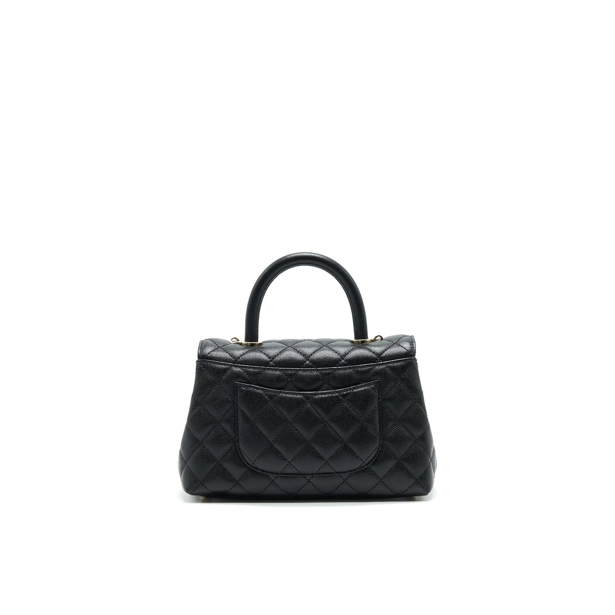 CHANEL 21K SMALL COCO HANDLE 24CM CAVIAR BLACK LGHW