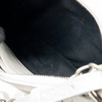 BALENCIAGA MINI LE CAGOLE SHOULDER BAG CROC-EMBOSSED CALFSKIN WHITE SHW
