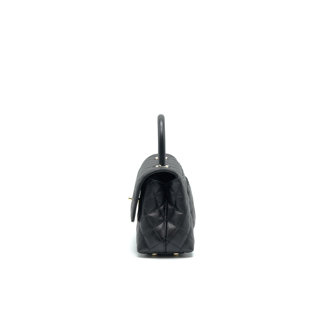 CHANEL 21K SMALL (OLD MINI) 24CM COCOHANDLE BLACK CAVIAR LGHW (MICROCHIP)