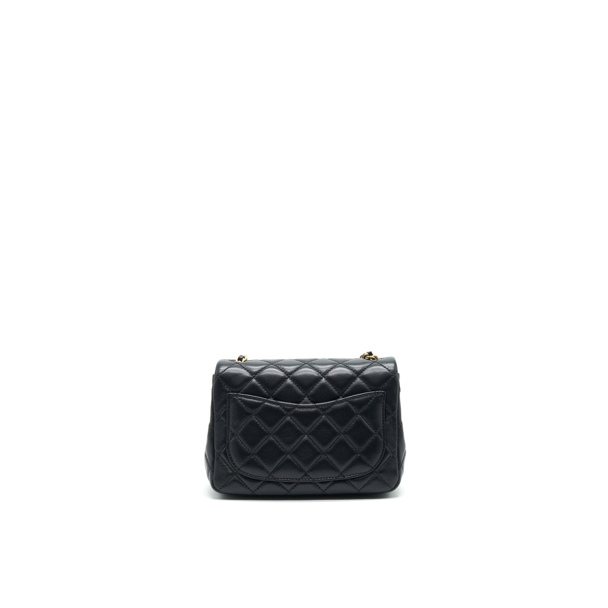 CHANEL PEARL CRUSH MINI SQUARE FLAP BAG LAMBSKIN BLACK GHW