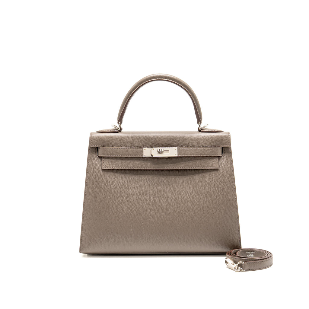 Hermes Kelly 28 Epsom 8F Gris Etain SHW