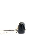 CHANEL 22C PEARL CRUSH MINI SQUARE FLAP BAG BLACK LAMBSKIN GHW (MICROCHIP)