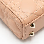 DIOR LADY DIOR MICRO BAG CANNAGE LAMBSKIN ROSE DES VENTS LGHW