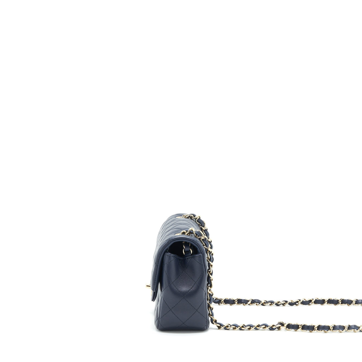 CHANEL MINI RECTANGULAR FLAP BAG LAMBSKIN NAVY LGHW