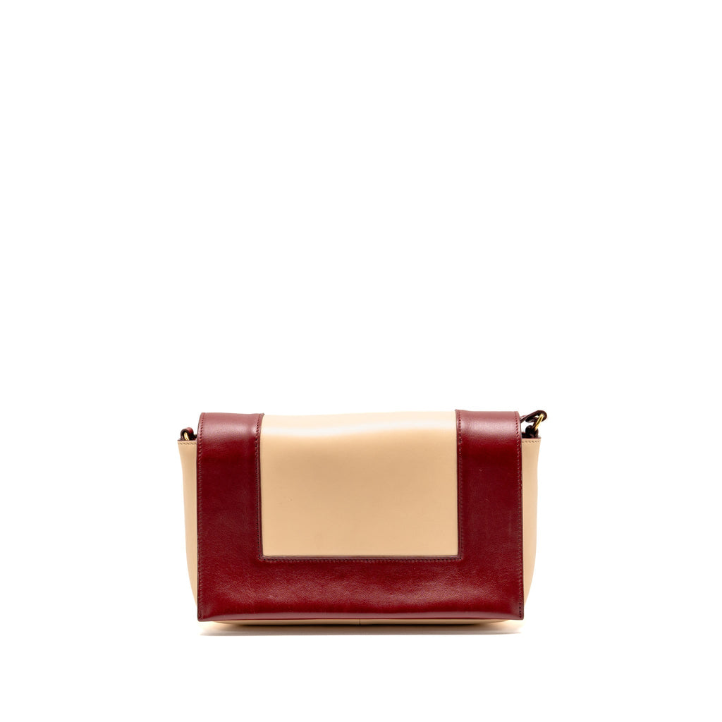 Celine Medium Frame Bag Calfskin Ruby Red / Beige GHW