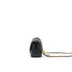 CHANEL 21B PEARL CRUSH MINI SQUARE FLAP BAG BLACK GHW (MICROCHIP)