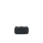 CHANEL 22C PEARL CRUSH MINI SQUARE FLAP BAG BLACK LAMBSKIN GHW (MICROCHIP)