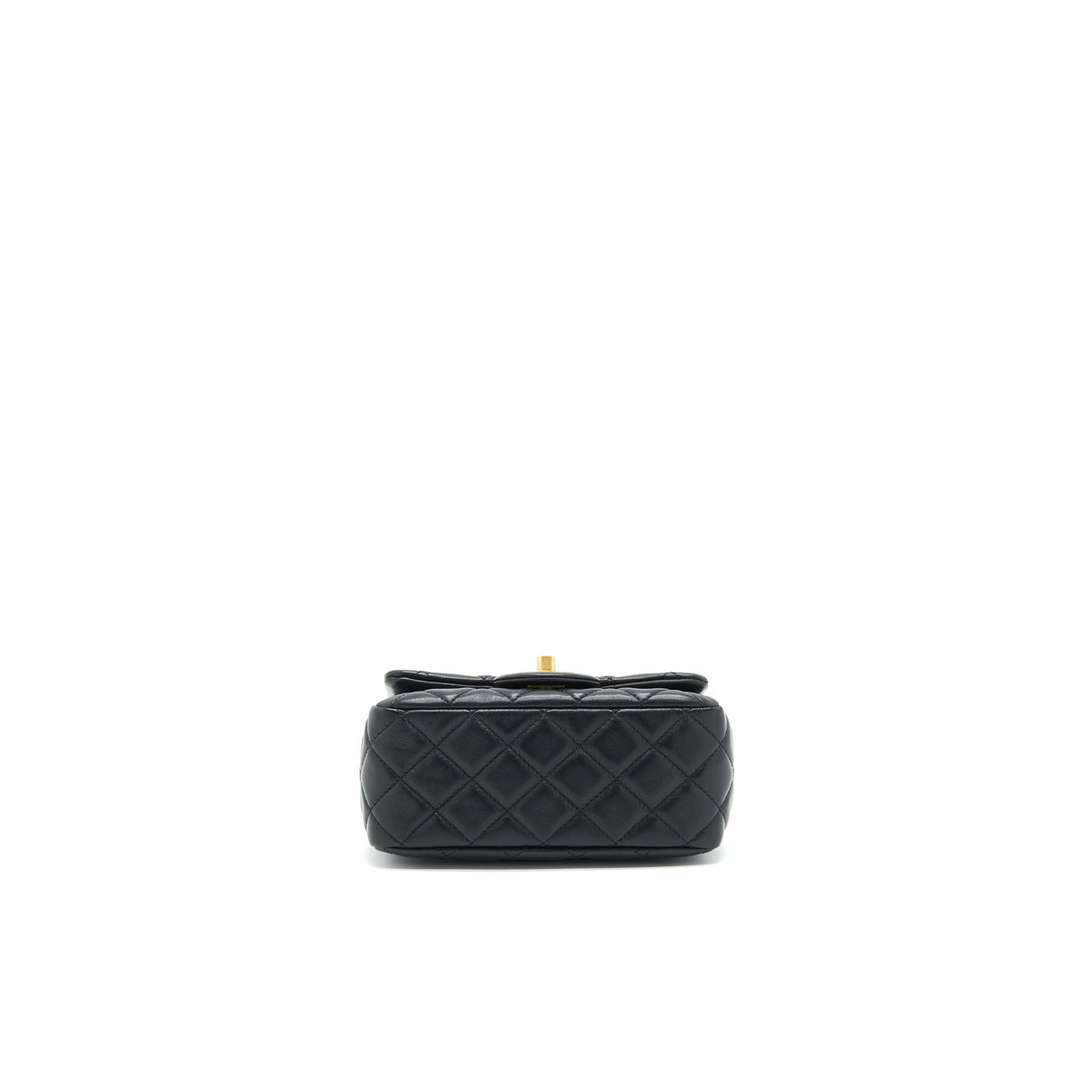 CHANEL 22C PEARL CRUSH MINI SQUARE FLAP BAG BLACK LAMBSKIN GHW (MICROCHIP)