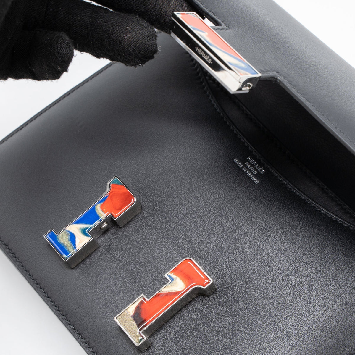 HERMES CONSTANCE MINI MARBLE LOCK SWIFT BLACK/MULTICOLOUR SHW