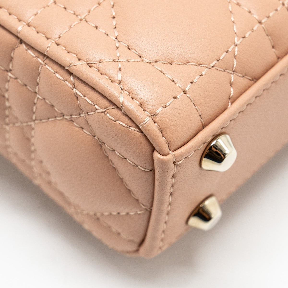 DIOR LADY DIOR MICRO BAG CANNAGE LAMBSKIN ROSE DES VENTS LGHW