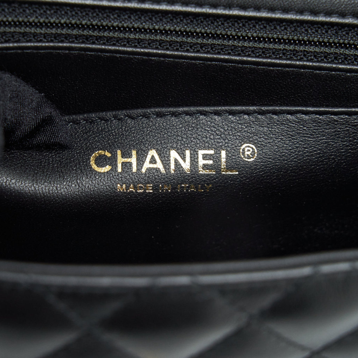 CHANEL MINI SQUARE FLAP BAG LAMBSKIN BLACK LGHW (MICROCHIP)