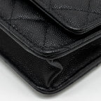 CHANEL DETAILED CC LOGO WALLET ON CHAIN CAVIAR CAVIAR BLACK GHW (MICROCHIP)