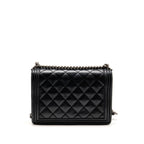 Chanel large boy bag quilted calfskin black ruthenium silver hardware