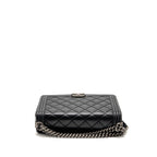 Chanel large boy bag quilted calfskin black ruthenium silver hardware