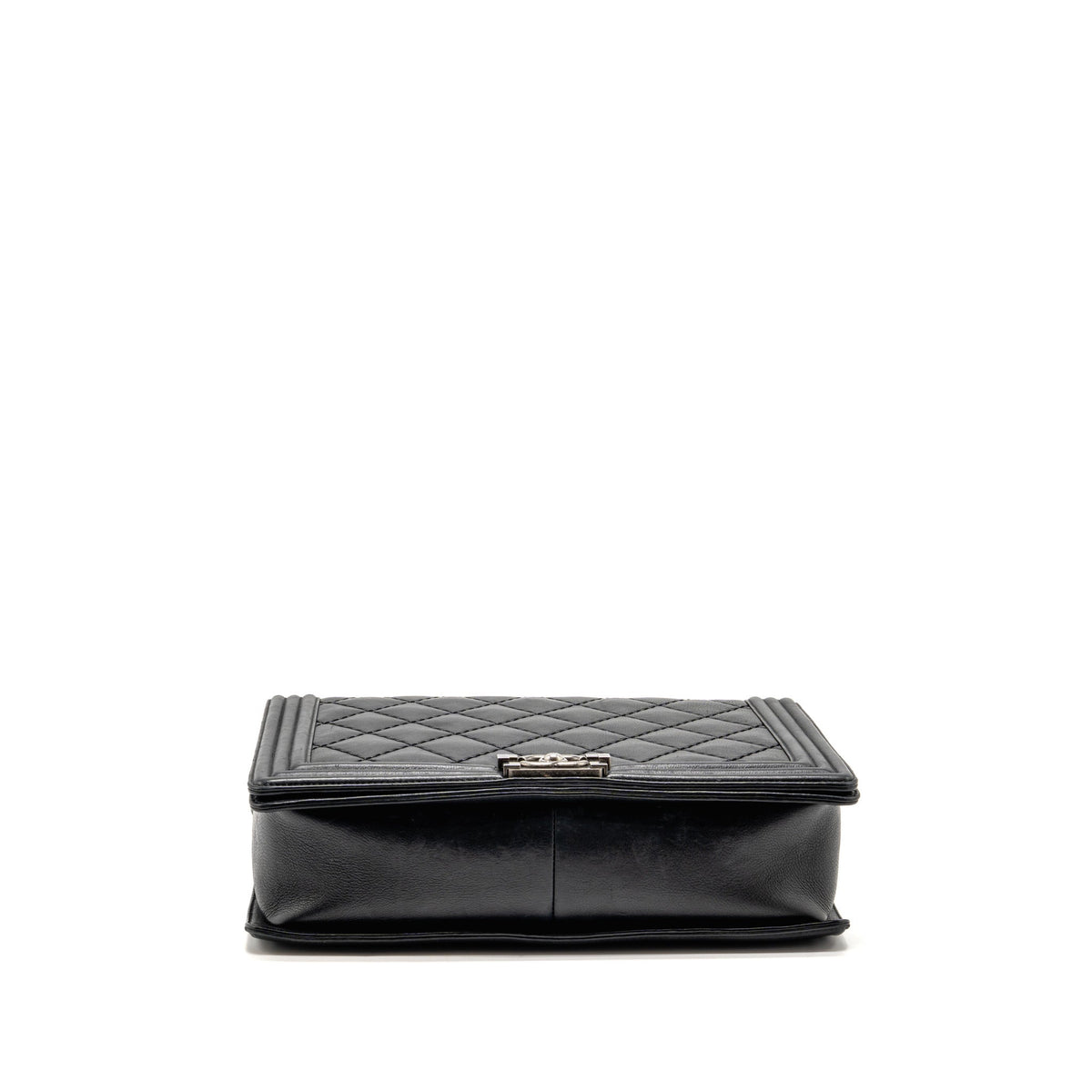 Chanel large boy bag quilted calfskin black ruthenium silver hardware