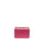 CHANEL 21A SMALL GOLD CRUSH FLAP BAG CALFSKIN RASPBERRY PINK BRUSHED GHW (MICROCHIP)