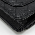 CHANEL DETAILED CC LOGO WALLET ON CHAIN CAVIAR CAVIAR BLACK GHW (MICROCHIP)