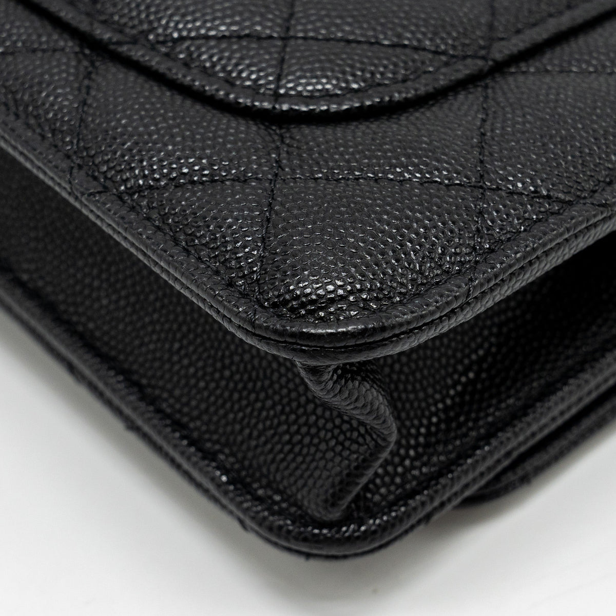 CHANEL DETAILED CC LOGO WALLET ON CHAIN CAVIAR CAVIAR BLACK GHW (MICROCHIP)