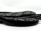 DIOR SADDLE BELT BAG BLUE DIOR OBLIQUE JACQUARD BLACK HARDWARE