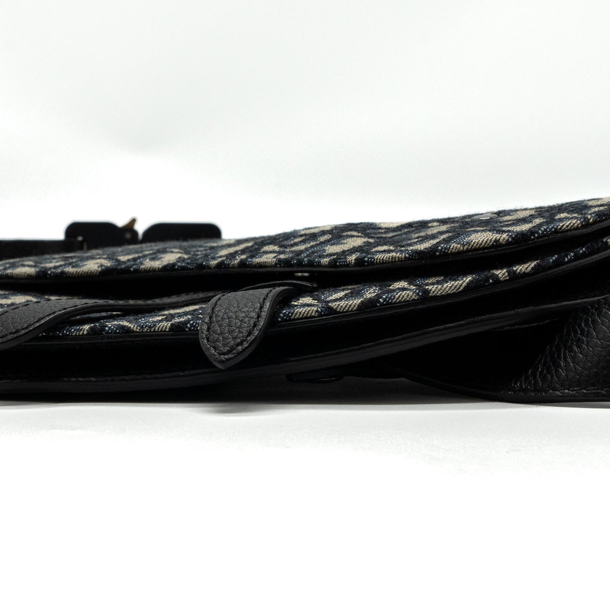 DIOR SADDLE BELT BAG BLUE DIOR OBLIQUE JACQUARD BLACK HARDWARE