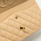 CHANEL MEDIUM CLASSIC DOUBLE FLAP BAG CAVIAR BEIGE GHW (MICROCHIP)
