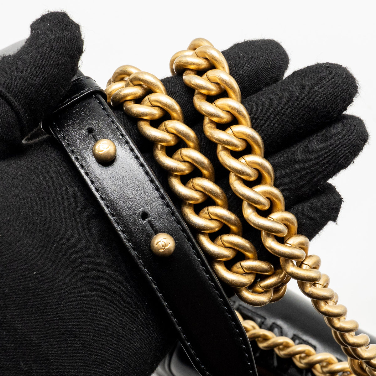 Chanel square boy bag calfskin black GHW (microchip)