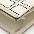 Dior Medium Diorama Flap Bag Calfskin Studded White with Black Hardware