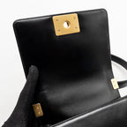 Chanel square boy bag calfskin black GHW (microchip)