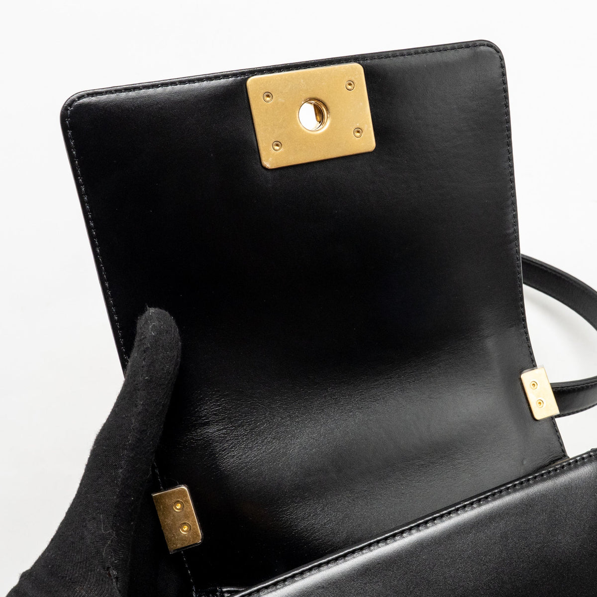 Chanel square boy bag calfskin black GHW (microchip)