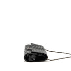 Chanel timeless flap clutch with chain patent black SHW