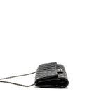 Chanel timeless flap clutch with chain patent black SHW