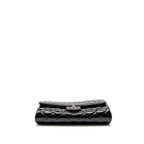 Chanel timeless flap clutch with chain patent black SHW