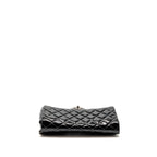Chanel timeless flap clutch with chain patent black SHW