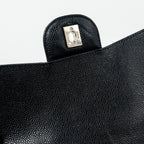 CHANEL CLASSIC JUMBO SINGLE FLAP BAG CAVIAR BLACK SHW