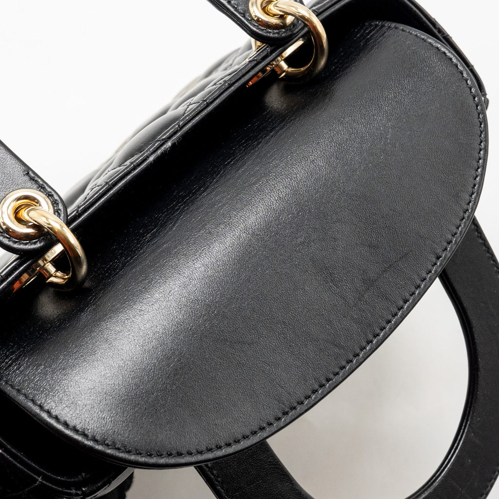 DIOR SMALL LADY DIOR LAMBSKIN BLACK / GOLD LGHW