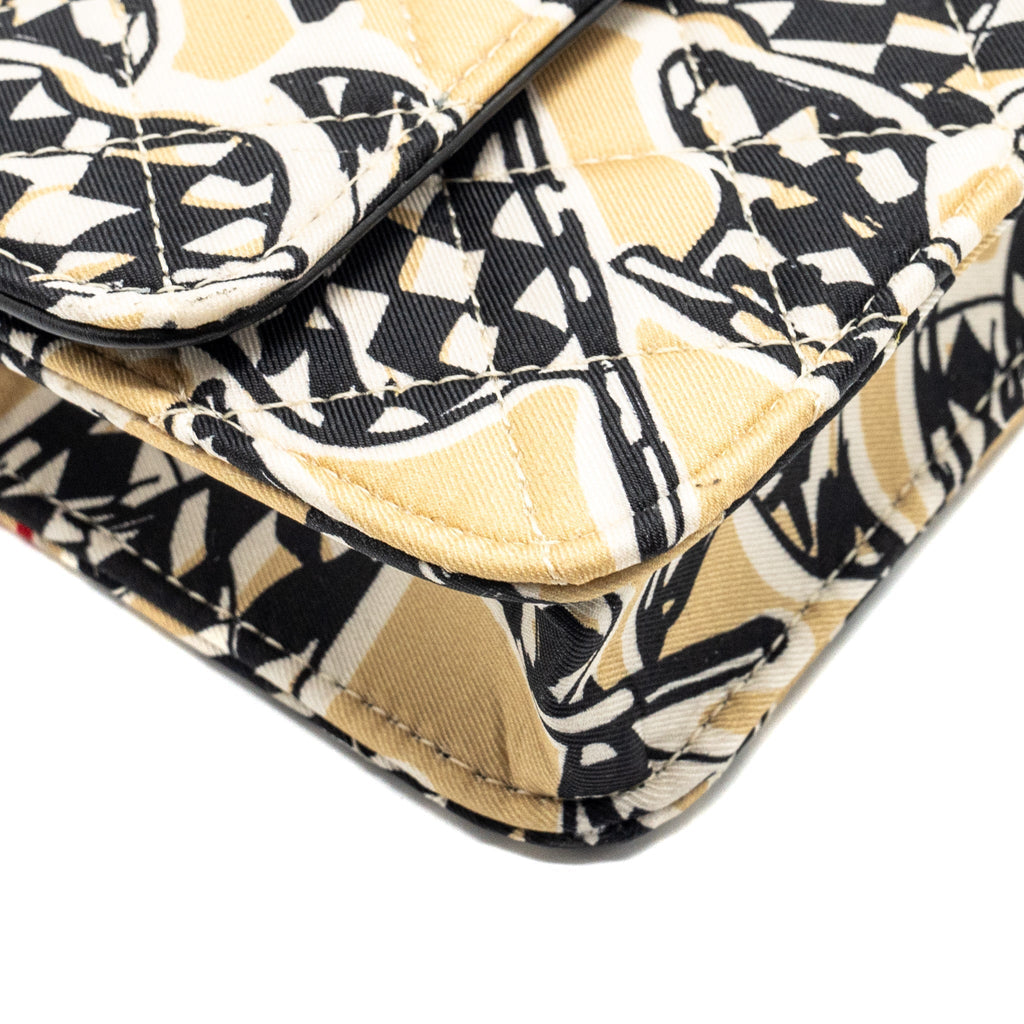 CHANEL MINI FLAP BAG FABRIC BEIGE / MULTICOLOUR LGHW (MICROCHIP)