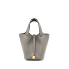 HERMES PICOTIN 18 LOCK BAG CLEMENCE 0L GRIS MEYER GHW