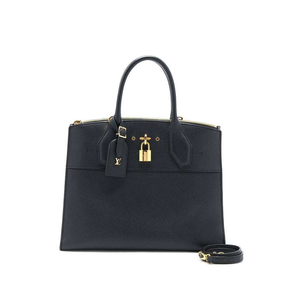 LOUIS VUITTON CITY STEAMER MM GRAINED CALFSKIN BLACK GHW