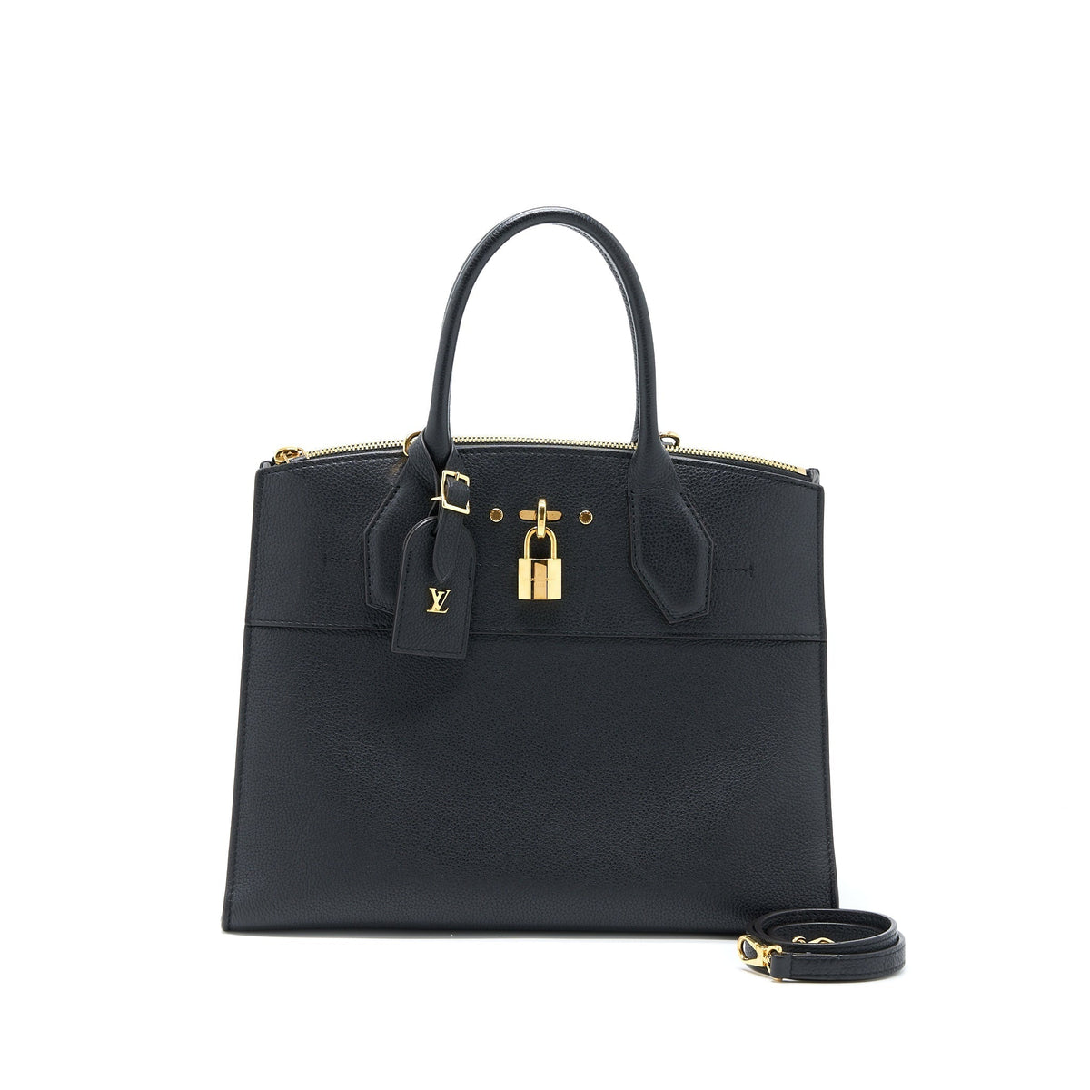 LOUIS VUITTON CITY STEAMER MM GRAINED CALFSKIN BLACK GHW