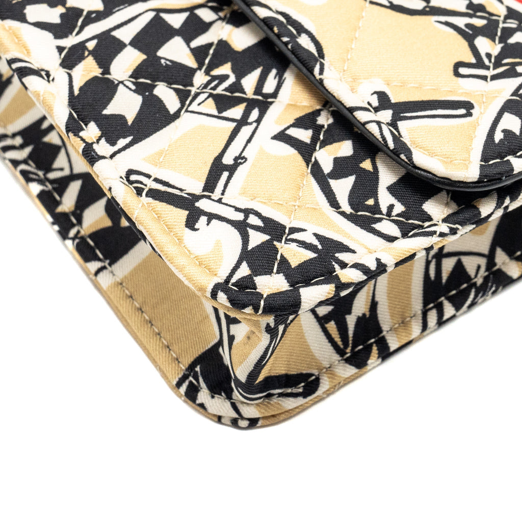 CHANEL MINI FLAP BAG FABRIC BEIGE / MULTICOLOUR LGHW (MICROCHIP)