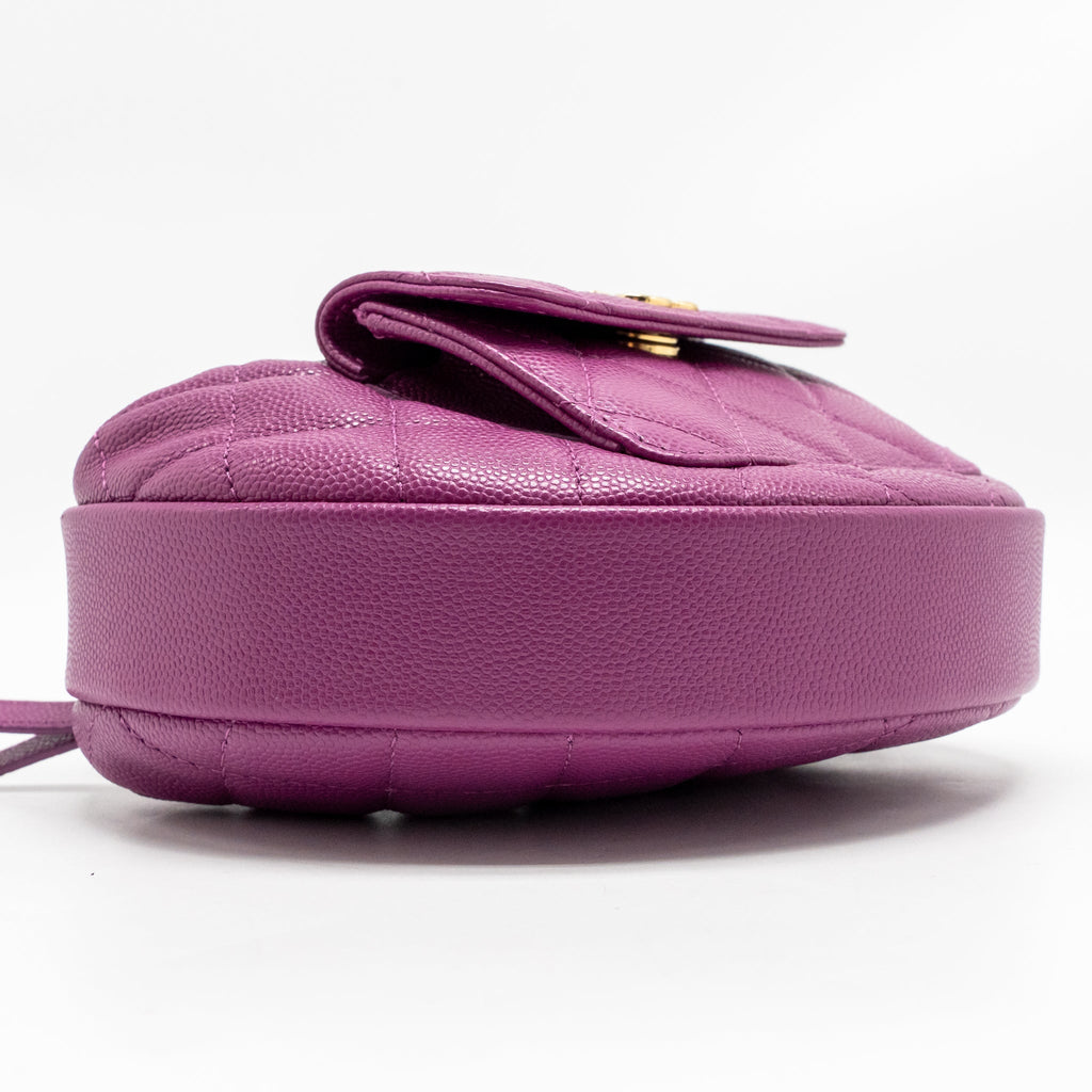 Chanel Polly Pocket Mini Round Hobo Bag Caviar Dark Pink GHW (Microchip)