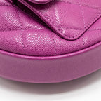 Chanel Polly Pocket Mini Round Hobo Bag Caviar Dark Pink GHW (Microchip)