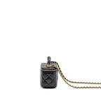 Chanel top handle mini vanity case with chain lambskin black GHW