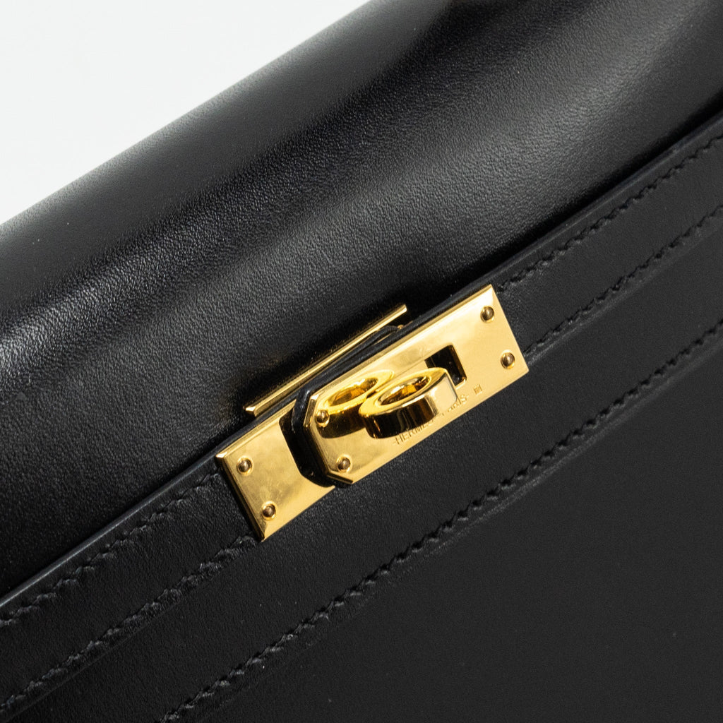 HERMES KELLY 25 BOX BLACK GHW