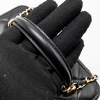 CHANEL TOP HANDLE LONG VANITY CASE LAMBSKIN BLACK LGHW (MICROCHIP)